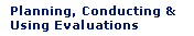 Planning, Conducting and Using Evaluations