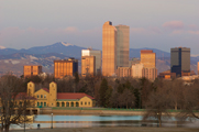 Photo of a skyline with mountains in the background