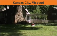 Photo of a house across an expanse of lawn. The headline over the photo reads 'Kansas City, Missouri.'