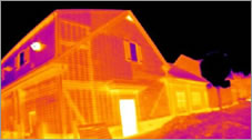 A thermal image of a house.