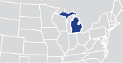 An image of a map of the United States with the state for this page highlighted.
