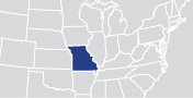 An image of a map of the United States with the state for this page highlighted.