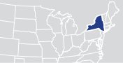 An image of a map of the United States with the state for this page highlighted.