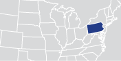 An image of a map of the United States with the state for this page highlighted.