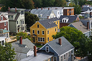 Photo of a cluster of homes in what appears to be an urban development.