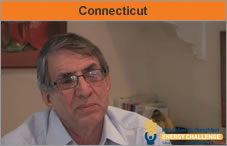 Photo of head and shoulders of a man facing the camera. The headline over the photo reads 'Connecticut.'