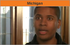 Photo of head and shoulders of a man facing the camera. The headline over the photo reads 'Michigan.'