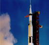 Photo of an Apollo rocket launch.