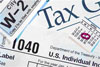 Graphic image of tax forms.