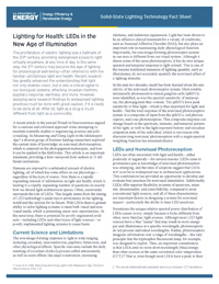 Thumbnail photo of the first page of the Lighting for Health fact sheet.