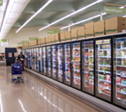 Photo of a grocery store refrigerated case.