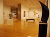 Photo of a museum art gallery with LED lights in track fixtures overhead.