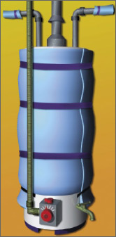 Calentador de agua con aislamiento.
