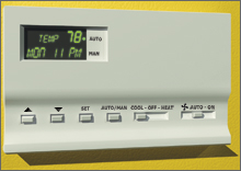 Illustration shows a thermostat in summer set at 78 degrees at 11pm at night.
