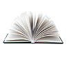 Illustration of an open book with the pages fanned out.