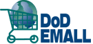 DOD Emall logo - planet earth in shopping cart