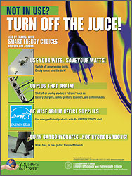 Energy Awareness Poster: Not in Use? Turn Off the Juice!