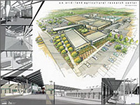 Architectural drawing of the U.S. arid-land agricultural research center in Phoenix, Arizona.