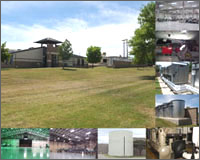 Photo of Laughlin Air Force Base with inset photos of upgraded equipment and buildings.