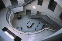 Photo of the interior stairway at Jefferson Laboratories.