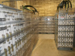 This photo shows the battery power storage system that is connected to the rooftop PV system on the Cellhouse.