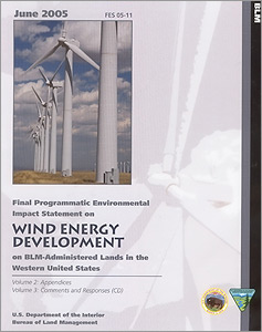 Photo of the cover of the Wind Programmatic EIS (PEIS)