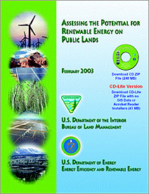 Photo of the cover of final report Assessing the Potential for Renewable Energy on Public Lands.