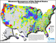 Image of the U.S. State's Biomass Resource Map