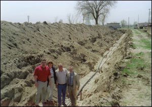 Photo of trenches of the ground source loop