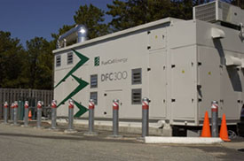 Photo of the FuelCell Energy Model DFC 300 natural gas fuel cell at Air Station Cape Cod