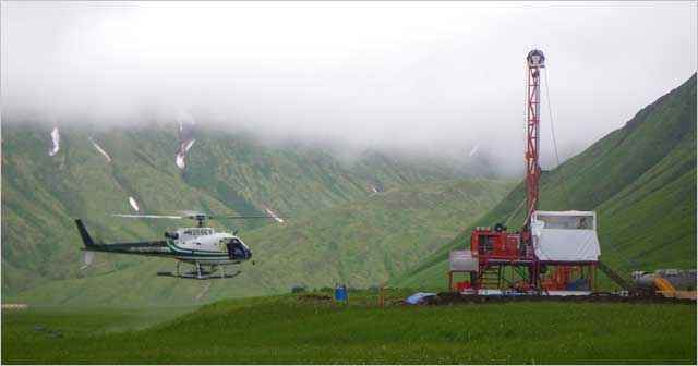 geothermal exploration drilling on Akutan, an island on the Alaskan Aleutian chain