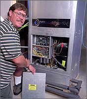 Photo of a residential application of a geothermal heat pump.