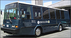 Photo of hybrid fuel cell bus at Hickam Air Force Base