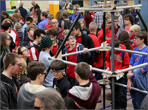 Students at a kickoff event for the 2013 FIRST Robotics Competition at ORNL's Manufacturing Demonstration Facility