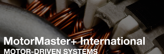 This photo shows a close-up of the interior of an electric motor, with gears and wires. In the lower left hand corner are the words "MotorMaster+ International" and underneath are the words "Motor-Driven Systems."