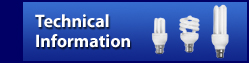 Image of a blue box with three compact fluorescent light bulbs and the text "Technical Information," representing a link to the Technical Information page of the Website.