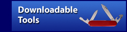 Image of a blue box with an opened Swiss Army knife and the text "Downloadable Tools," representing a link to the Downloadable Tools page of the Website.