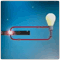 Illustration of a light bulb being powered by a solar cell.