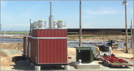 Photo shows an anaerobic digestion system at the Van Warmerdam dairy facility in Sacramento, California. The system will produce biogas used to generate energy.