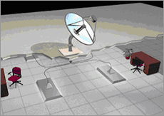 Illustration of the components of a solar hybrid system installed in a commerical office.