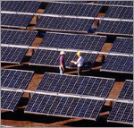 Photo of a 210-kilowatt crystalline silicon PV system installed at the Sacramento Municipal Utility District.