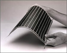 Photo of thin-film modules made of amorphous silicon.