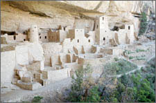 Photo of Anasazi cliff dwellings demonstrating passive solar design.