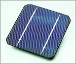 Photo of a Siemens Solar Industries crystalline silicon solar cell.