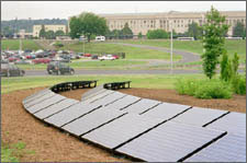 Photo of a PV system in Arlington, Virginia, that feeds clean energy into the utility grid that supplies electricity to the Pentagon.