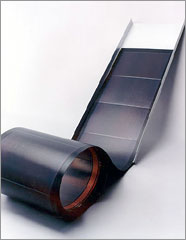 Photo of thin-film photovoltaic material.