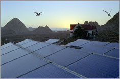 Photo of a PV system installed for the U.S. Fish and Wildlife Service at the Farallon National Wildlife Refuge in California.