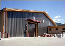 Photo of the transpired-air collector at the BigHorn Home Improvement Center.