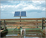 Photo of a solar-powered water-pumping station.