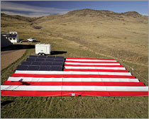 Photo of a 4-kilowatt solar electric system, dubbed Solar Independence, is the largest mobile power unit ever built.